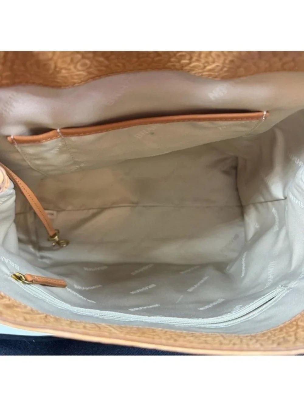 Brahmin Sadie Melbourne Embossed Leather Backpack Purse in Pecan